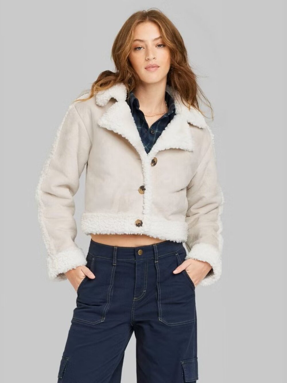Cream Faux Shearling Cropped Jacket - NWOT